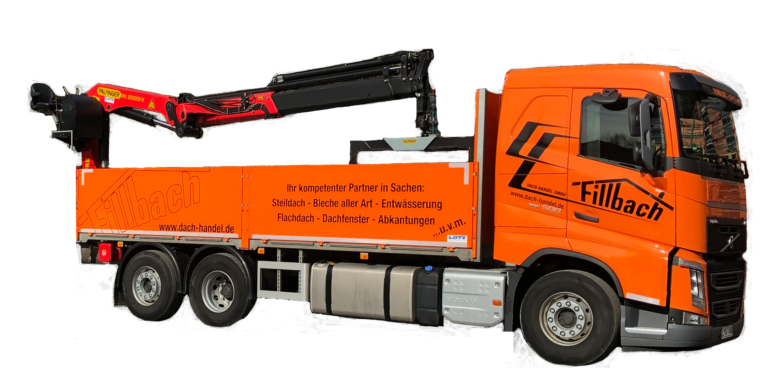 Fillbach Dach-Handel LKW — Lieferung Dachbaustoffe zur Baustelle
